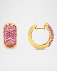 18K Yellow Gold The Chubby Pave Sapphire Hoop Earrings