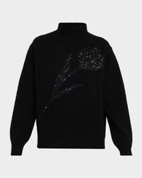 Turtleneck Paillette Rose Wool-Cashmere Sweater