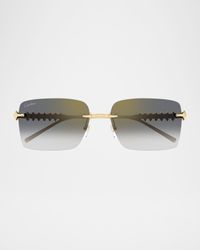 Rimless Metal Rectangle Sunglasses