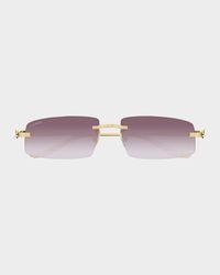 Panther Rimless Rectangle Metal Sunglasses