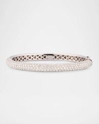 18K White Gold Thin Pavé Diamond Bangle