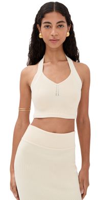 WARDROBE. NYC Knit Halter Top Cream M