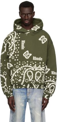 Rhude Khaki Bandana Print Hoodie