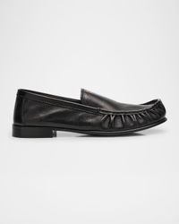 Ruched Leather Mocassin Loafers