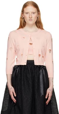 Simone Rocha Cardigan rose à découpes en forme de cœur