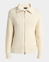 Men's Wool and Mohair Blend Full Zip Sweater