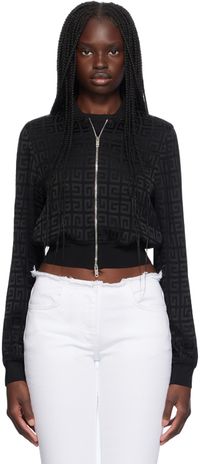 Givenchy Black Jacquard Logo Bomber Jacket