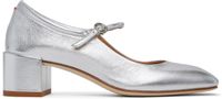 Aeyde Silver Aline Leather Mary-Jane Heels