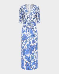 Alba Ruched Floral-Print Maxi Dress
