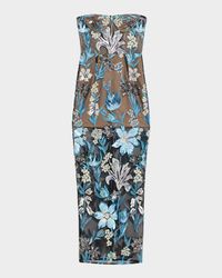 Dahlia Strapless Sequined Floral Tulle Gown