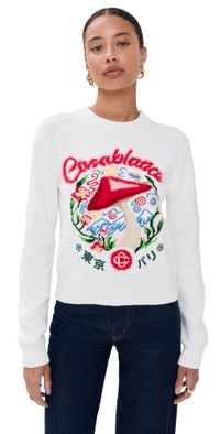 Casablanca Mushroom Emblem Intarsia Crew Sweatshirt Mushroom Emblem XS
