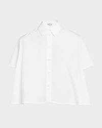 Poplin Short-Sleeve Trapeze Blouse
