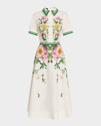 Belted Floral-Print Cotton Midi Shirtdress