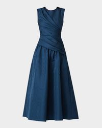 Gabriele Pleated Swirl-Print Midi Dress