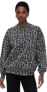ANINE BING Miles Grey Leopard Sweatshirt Leopard S