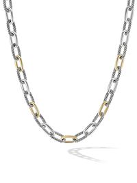 Women's Madison Chain Necklace in Sterling Silver with 18K Yellow Gold - Size 18