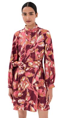 Figue Izzie Dress Ikat Foliage Bordeaux Red M