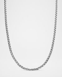 4mm Men's Wheat Chain Necklace in Silver