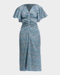 Kailyn Floral-Print Gathered Fit-and-Flare Dress