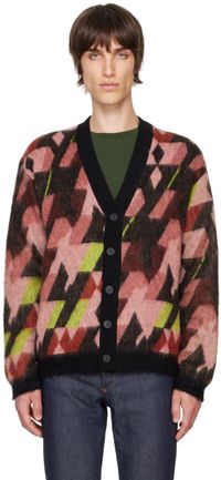 Maison Kitsuné Cardigan multicolore en mohair à motif en jacquard