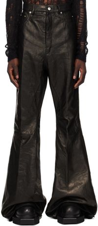 Rick Owens Black Porterville Bolan Leather Trousers