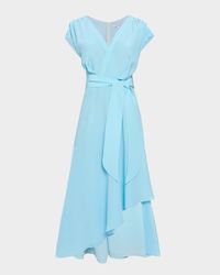 Cap-Sleeve Fit-and-Flare Asymmetric Dress