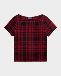 Plaid Short-Sleeve Sweater