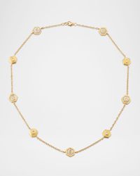 Baia Sommersa Short Necklace in 18K Yellow Gold with White Diamonds and Mother Of Pearl, 16"L
