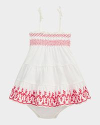 Girl's Eyelet Embroidered Dress W/ Bloomers, Size 3M-24M