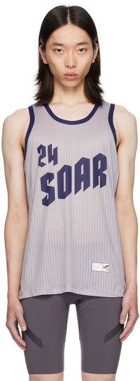 SOAR Running Débardeur de course American gris et bleu marine