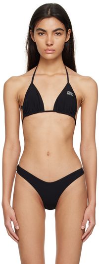 GANNI Black String Bikini Top