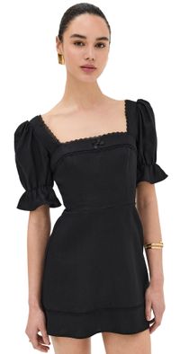 Reformation Evianna Linen Dress Black 0
