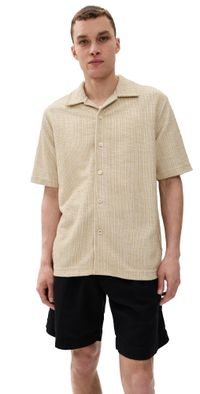 NN07 Julio Boucle Knit Camp Shirt White Pepper XL