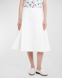 Flared Midi Skirt with Double Pleating