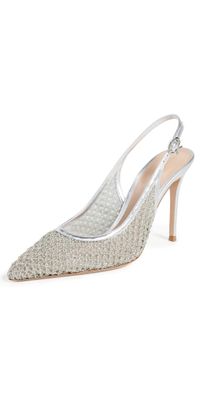 Gianvito Rossi Nikki Nappa Silk Heels Silver 37.5