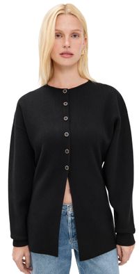 Good American Exaggerated Sleeve Cardigan Sweater Light Taupe M