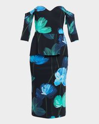 Off-Shoulder Bodycon Peplum Midi Dress