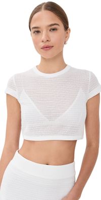 SIMKHAI Lidie Short Sleeve Top Chocolate XS