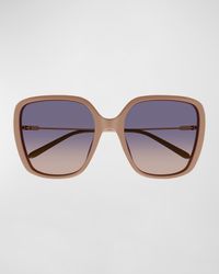 Square Acetate and Metal Sunglasses