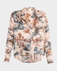 Multi-Western Toile Tyler Silk Blouse