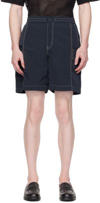 Solid Homme Navy Stitched Cargo Shorts