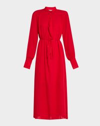 Cutout Silk Double Georgette Midi Dress