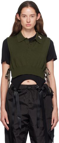 Simone Rocha Green Embellished Knit Vest