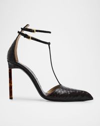 Python-Effect Stiletto T-Strap Pumps