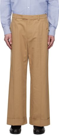 Valentino Tan Cotton Gabardine Trousers