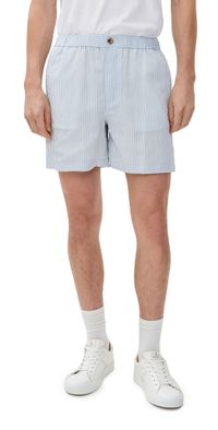 FRAME Blue Striped Shorts 5.5 Blue Stripe XXL