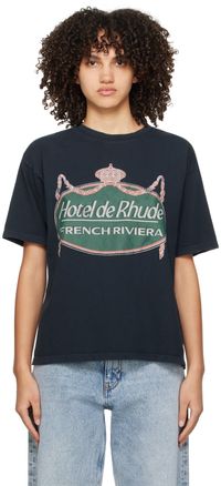 Rhude T-shirt noir à image à logo