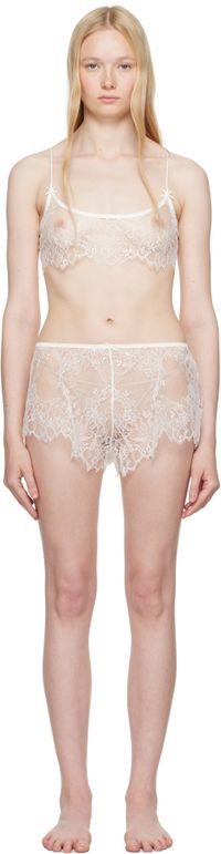 SKIMS White Ultra Fine Lace Bralette & Short Set