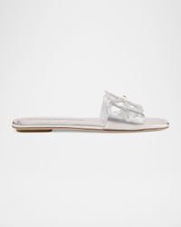 Jasmine Metallic Cutout Flat Slide Sandals
