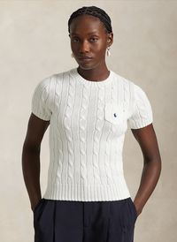 Polo Ralph Lauren - Pull ajusté en coton - Taille L - Blanc